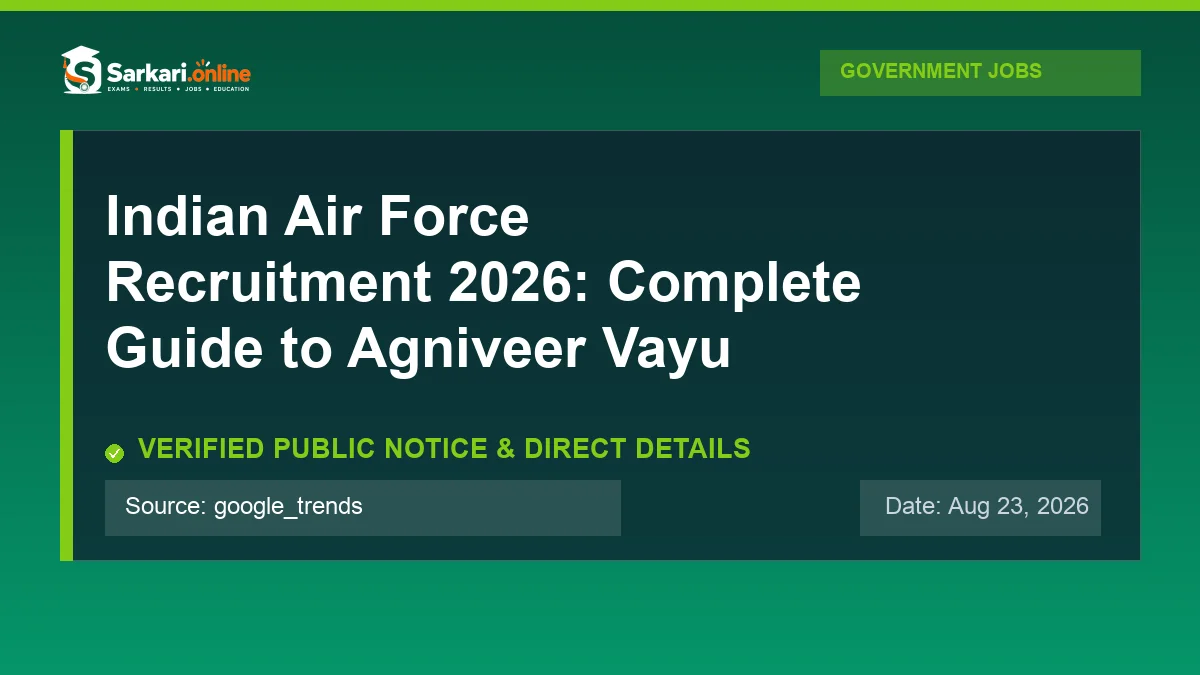 Official update notice: Indian Air Force Recruitment 2026: Complete Guide to Agniveer Vayu — Sarkari.online