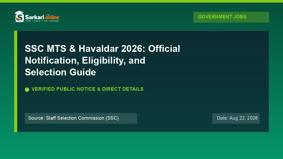 Official update notice: SSC MTS & Havaldar 2026: Official Notification, Eligibility, and Selection Guide — Sarkari.online
